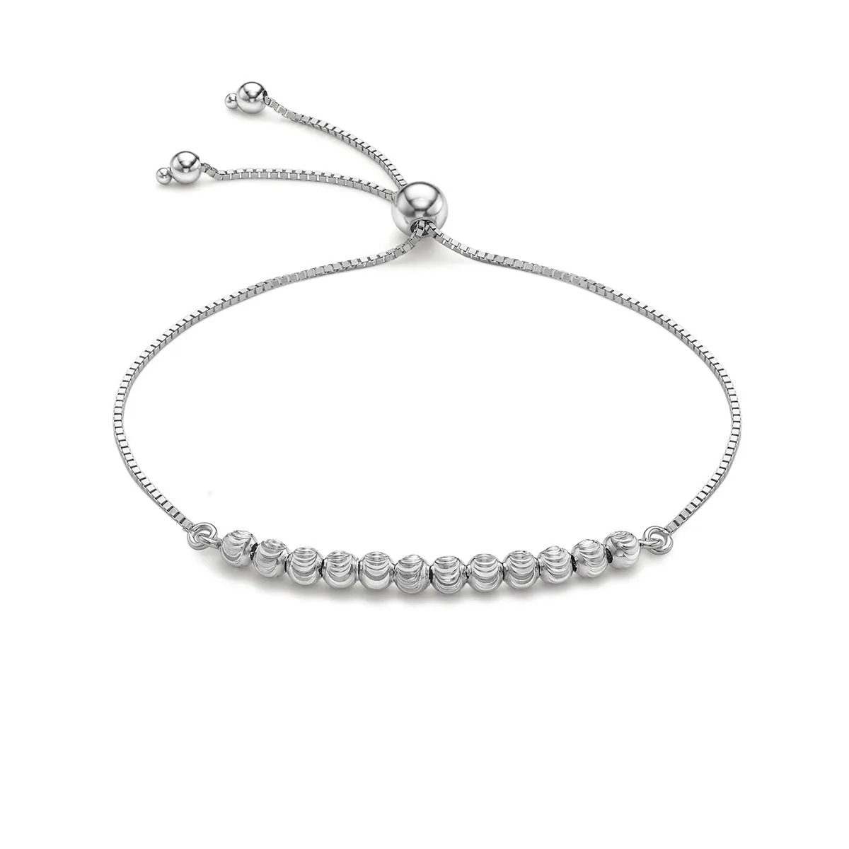 9K White Gold Ball   Chain Bracelet