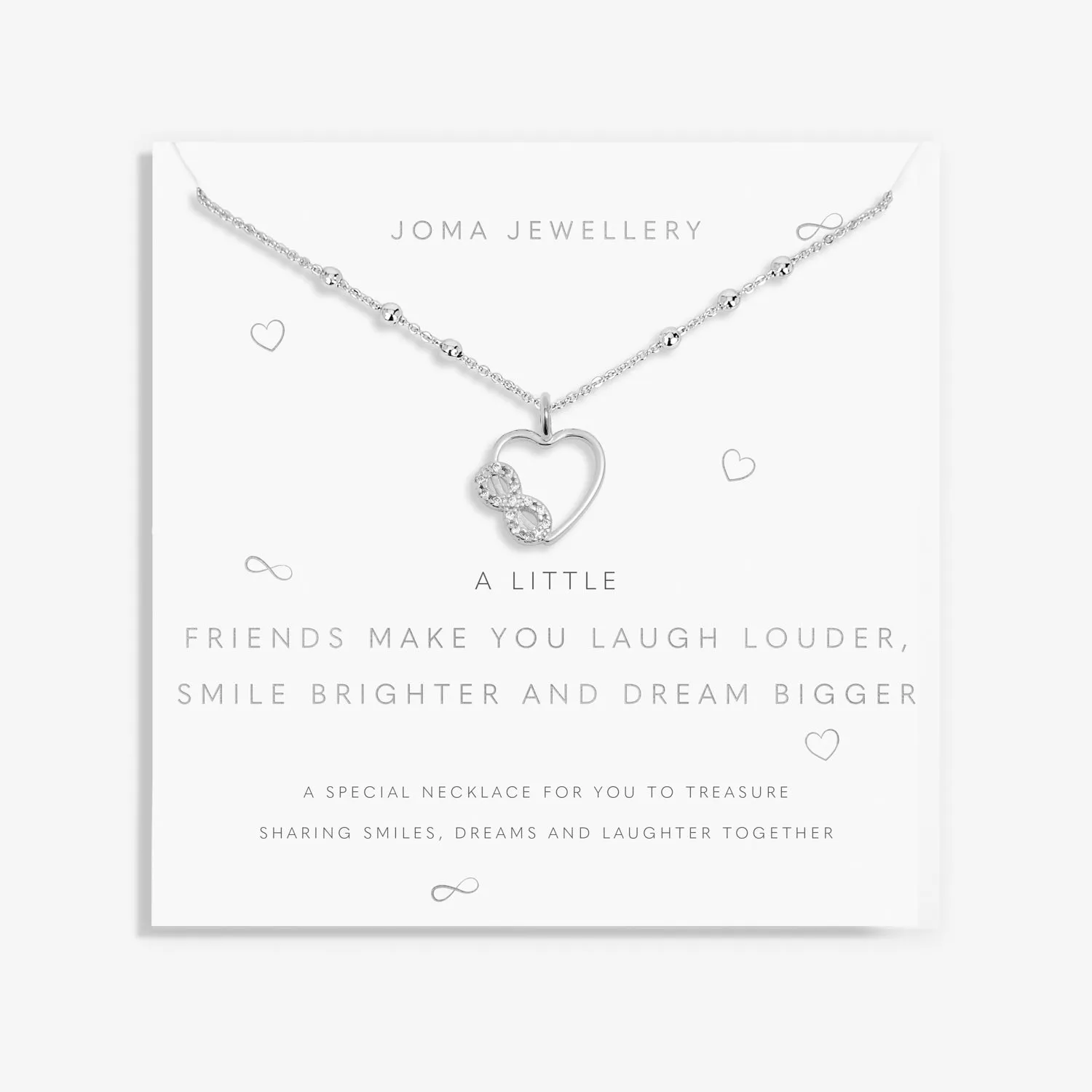 A Little Friends Make You Laugh Louder Smile Brighter Dream Bigger Silver Plated Necklace 7813