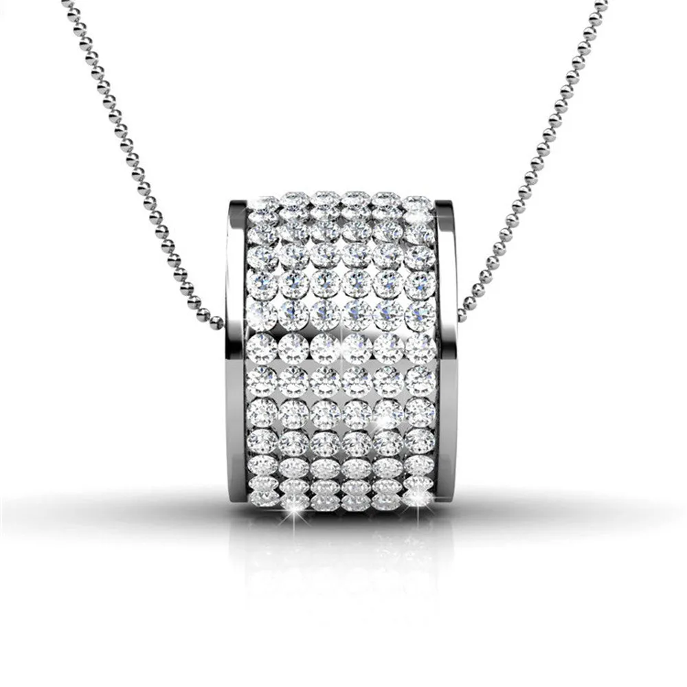 Anabelle “Alluring” 18k White Gold Plated Pendant Necklace with Swarovski Crystals