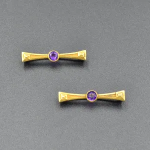 Antique Amethyst and Gold Pin Set