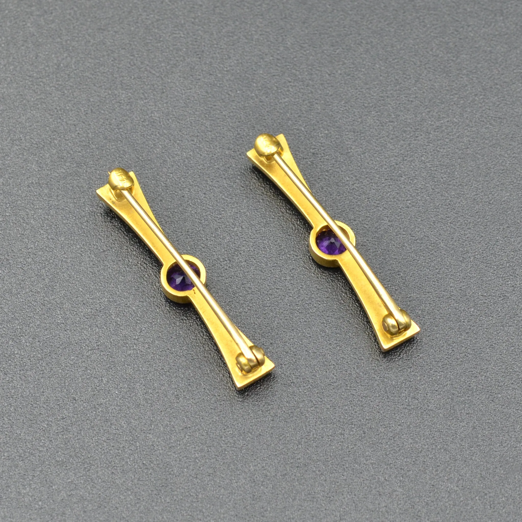 Antique Amethyst and Gold Pin Set