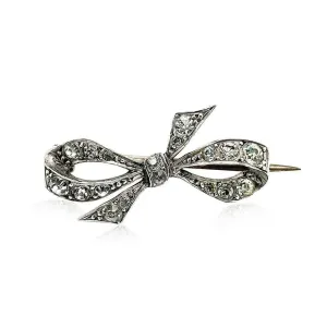 Antique Victorian Sterling Silver Paste Bow Brooch