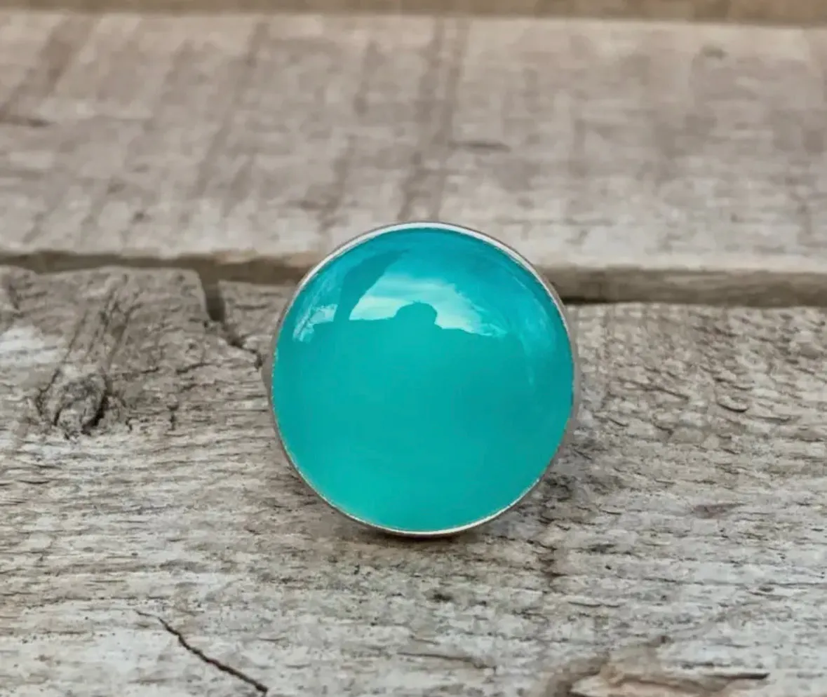 Aqua Blue Chalcedony Ring