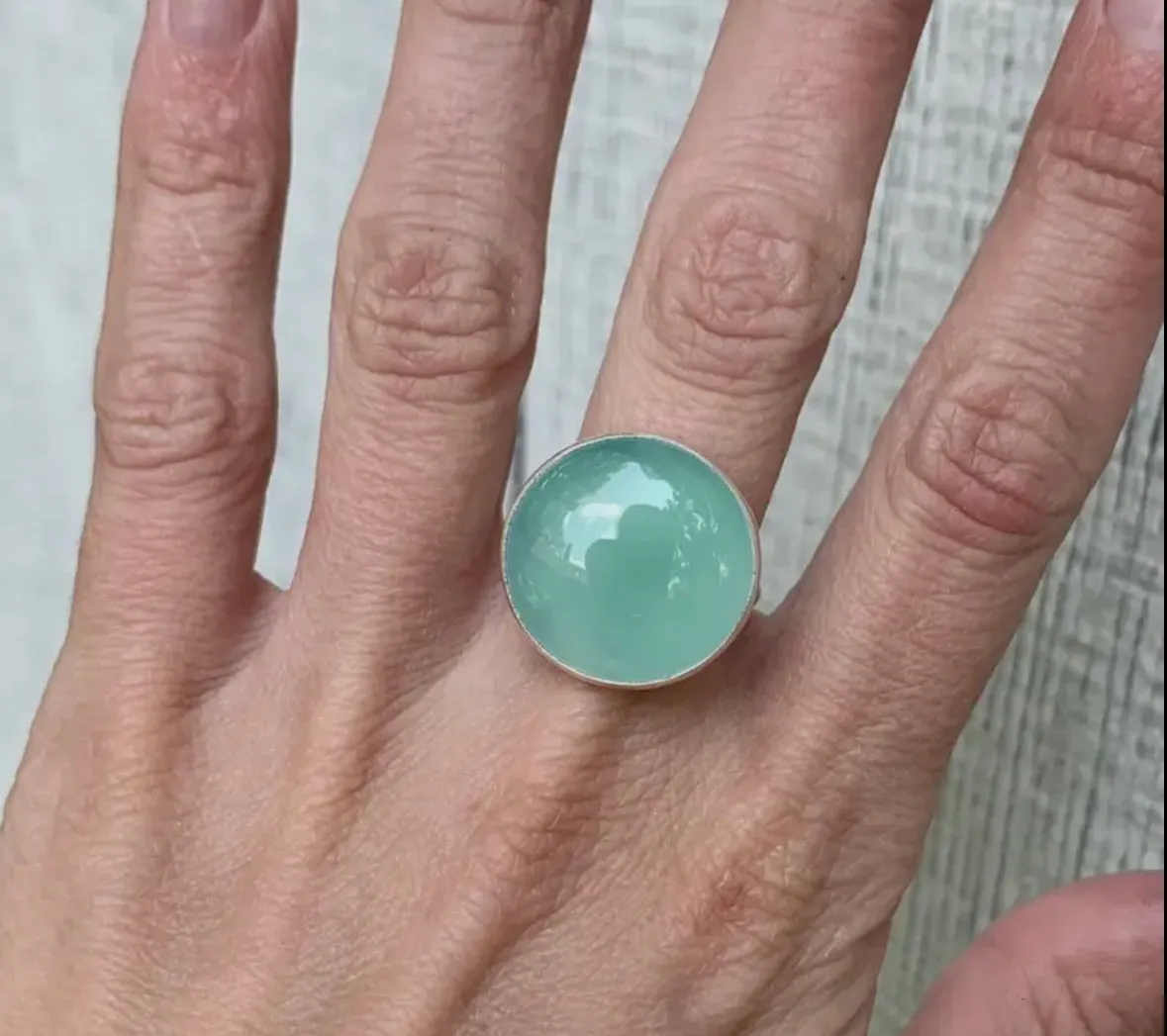 Aqua Blue Chalcedony Ring