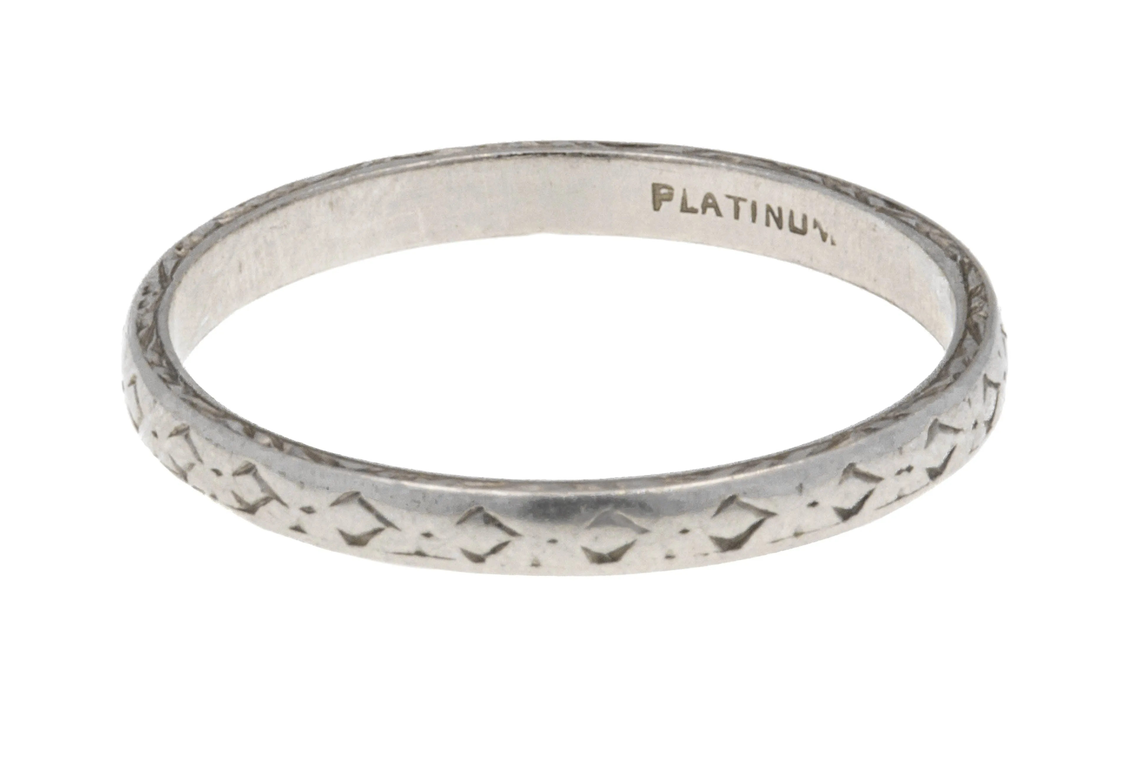 Art Deco Engraved Platinum Wedding Band