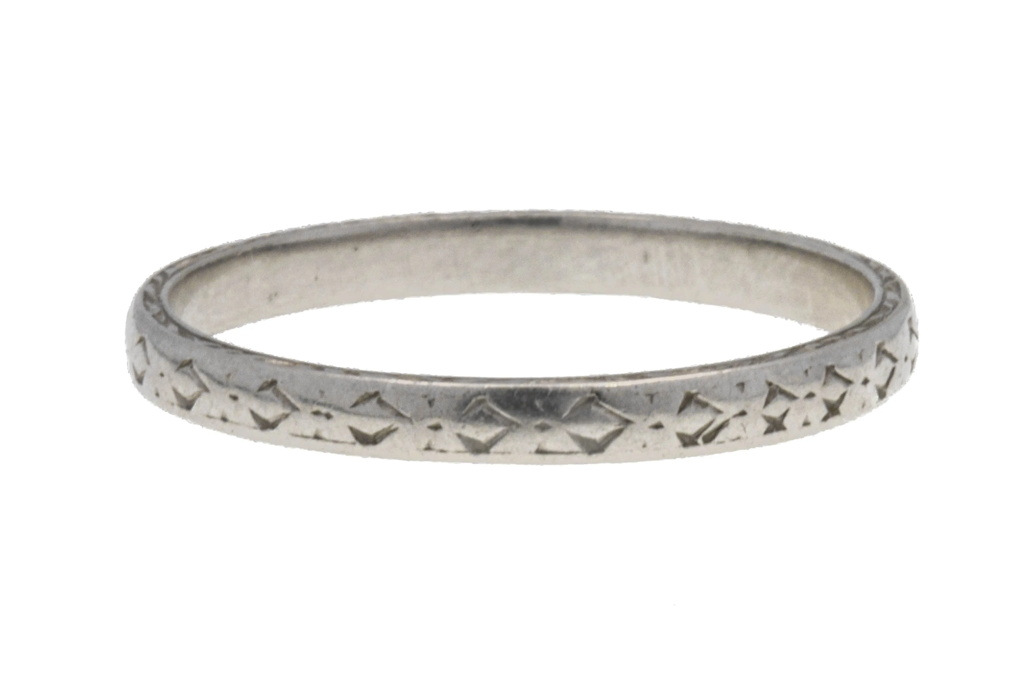 Art Deco Engraved Platinum Wedding Band