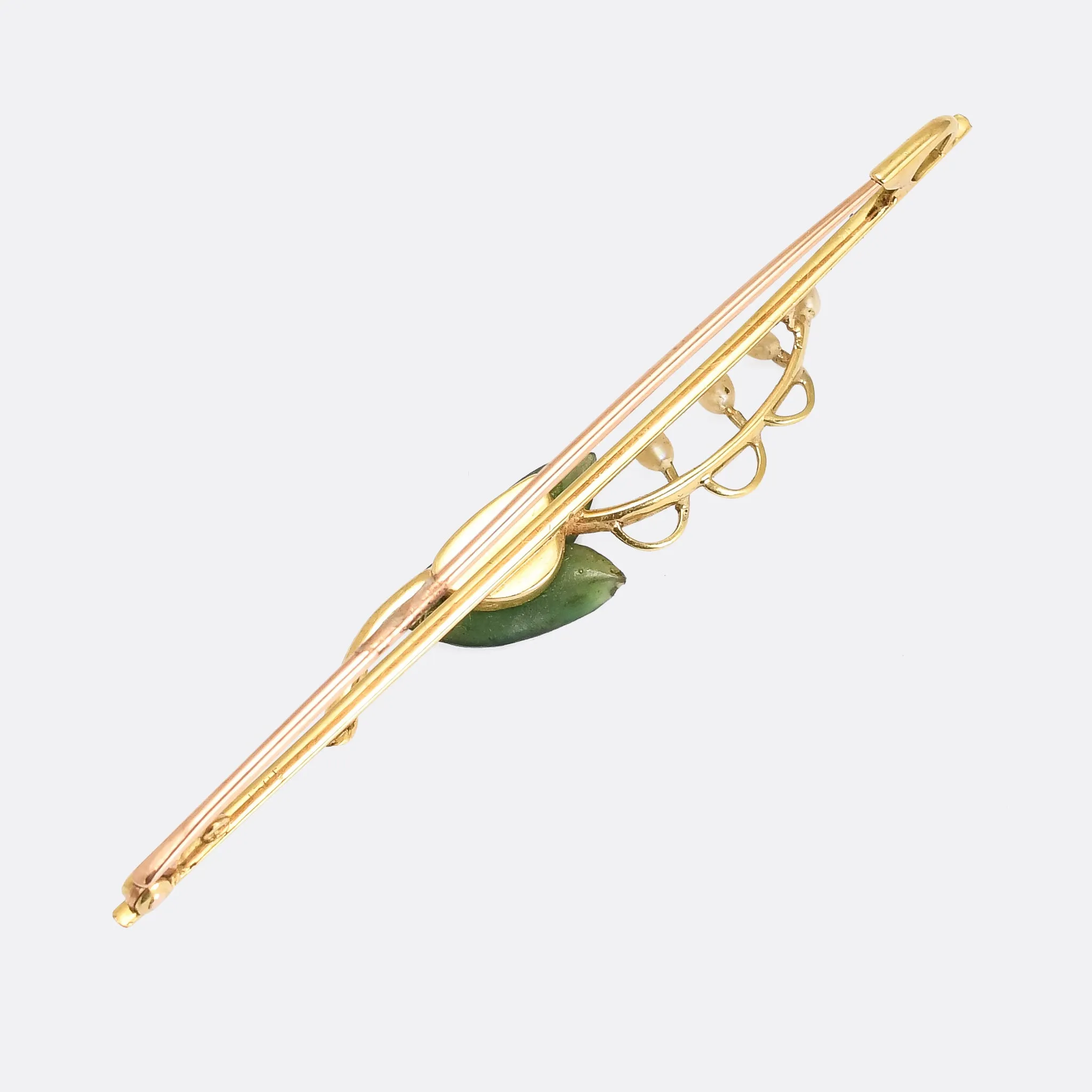 Art Nouveau Pearl & Jade "Lily of the Valley" Brooch