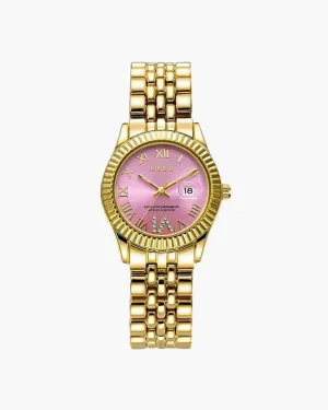 Asteria – Sparkling zirconia stones – Gold-pink watch