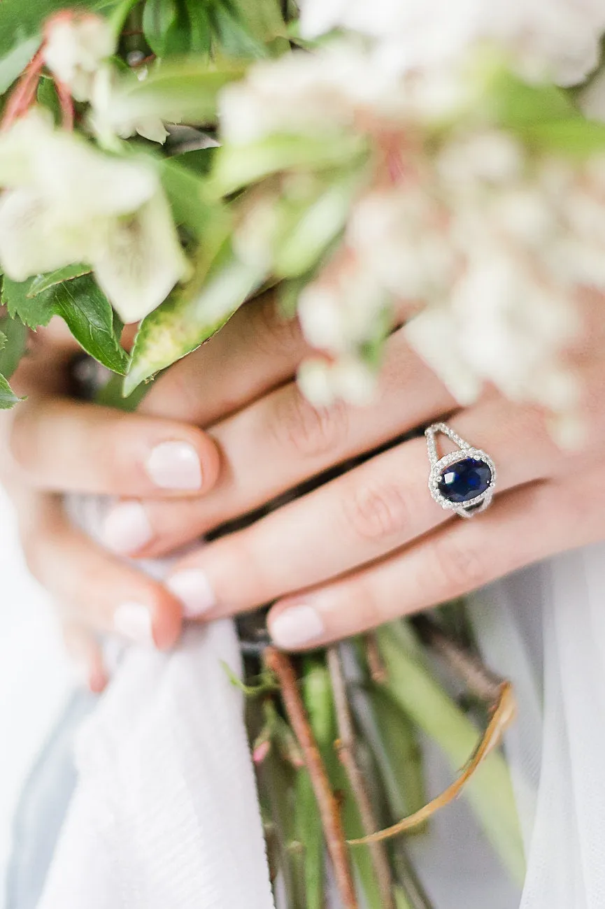 Azura Oval Sapphire Cubic Zirconia Ring