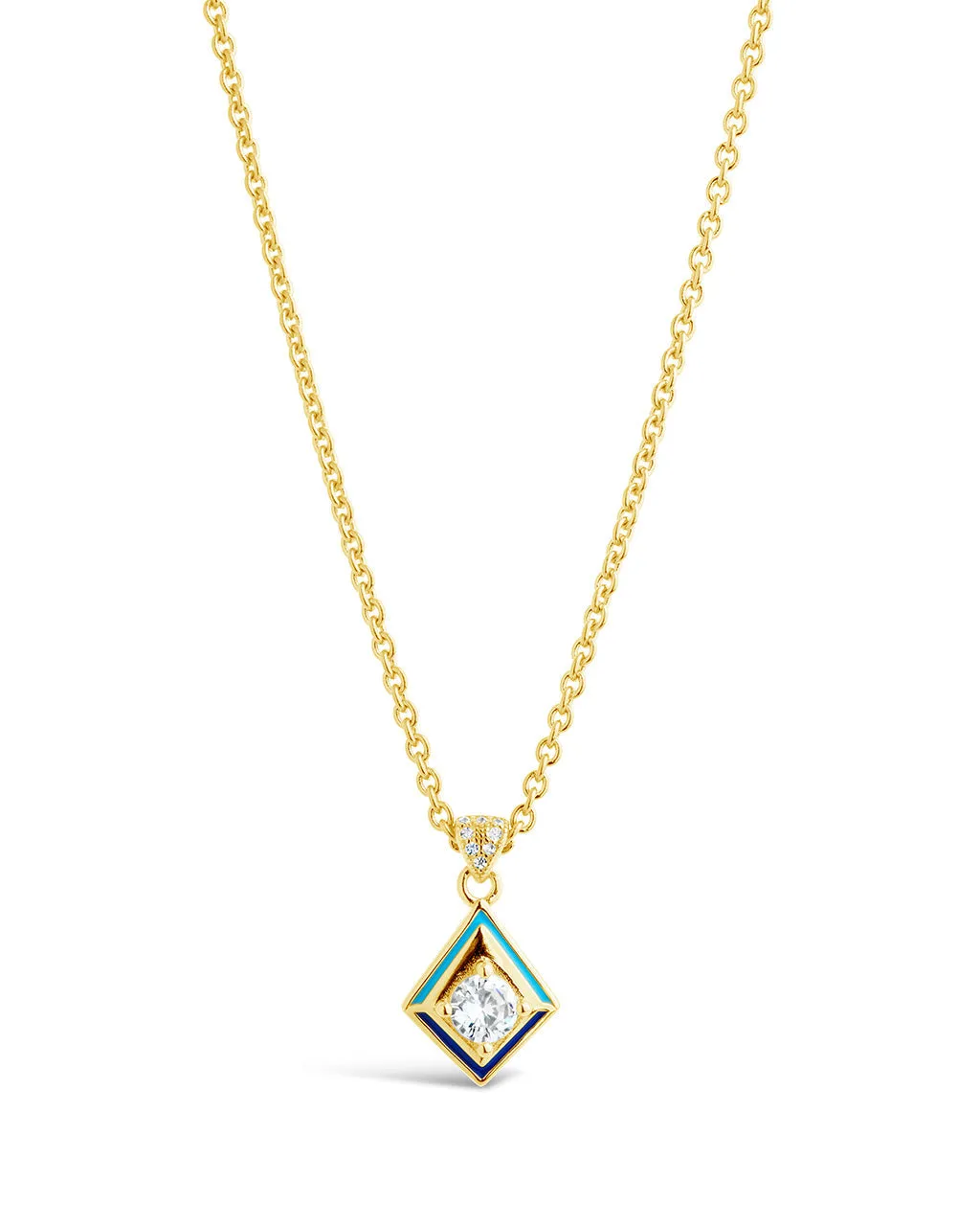 Azurine CZ & Enamel Pendant Necklace