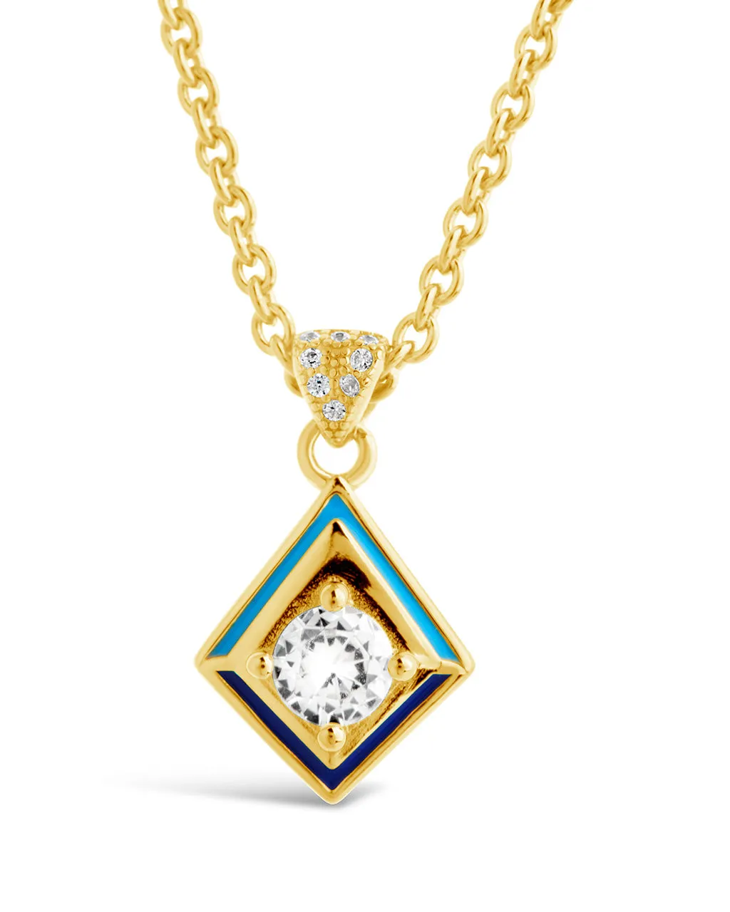 Azurine CZ & Enamel Pendant Necklace