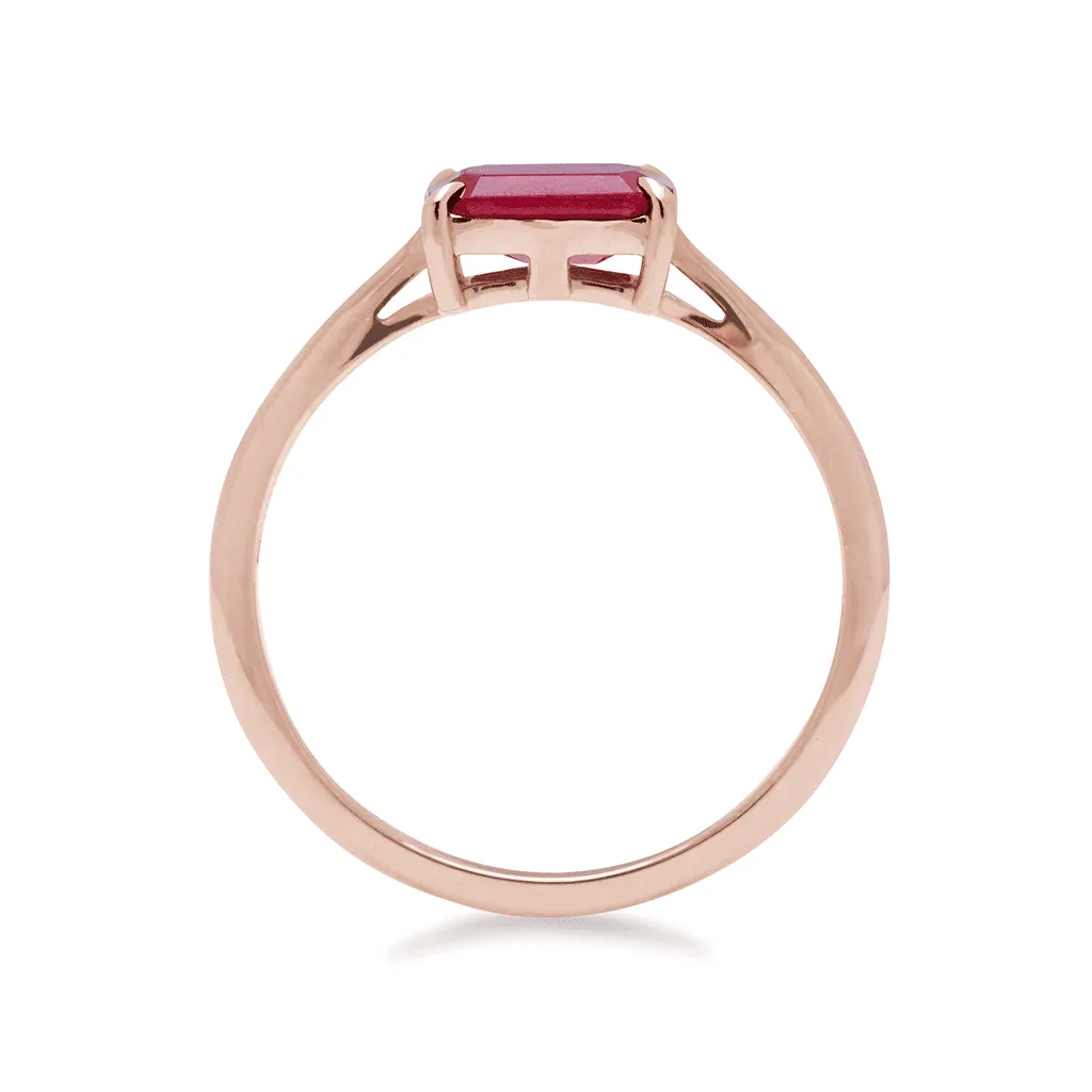 Bea East/West Solitaire Ring - 14k Gold & Ruby (7x5mm)