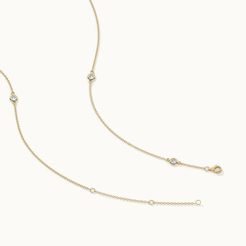 Bezel-Set Diamond Station Necklace