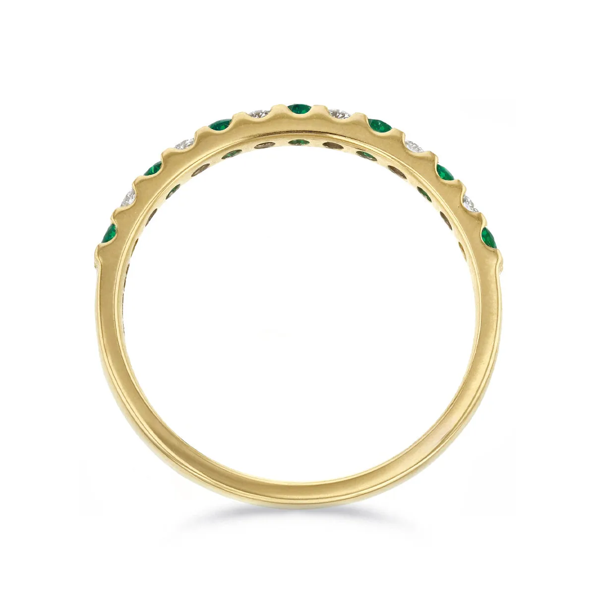 Bijou Collection 0.16ct Emerald and Diamond Half Eternity Ring | 9K Yellow Gold