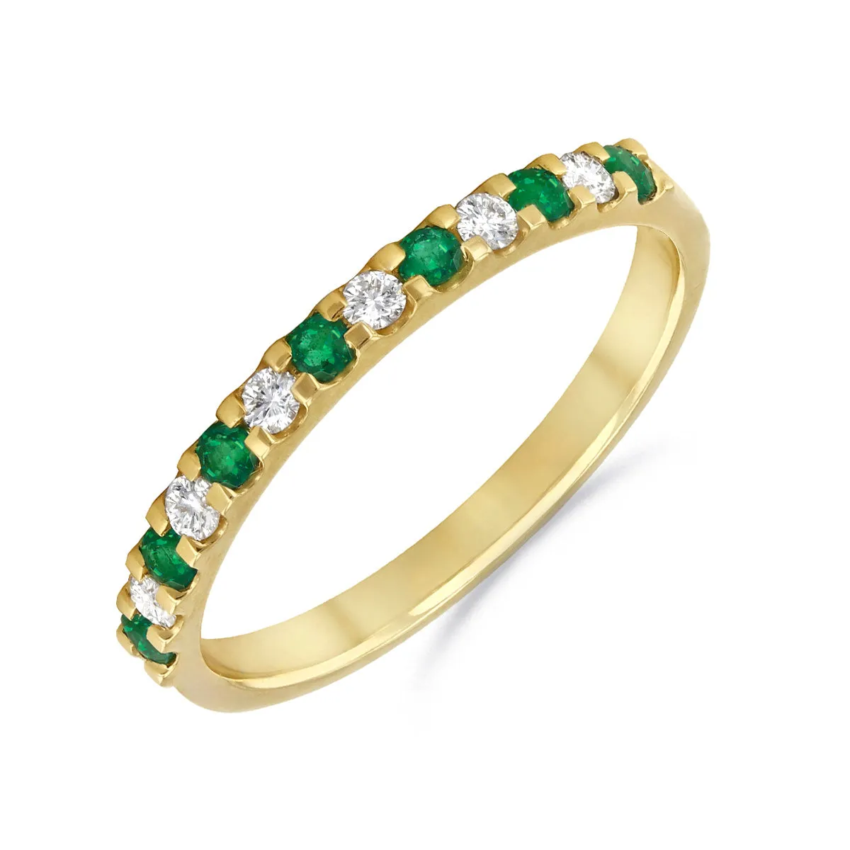 Bijou Collection 0.16ct Emerald and Diamond Half Eternity Ring | 9K Yellow Gold