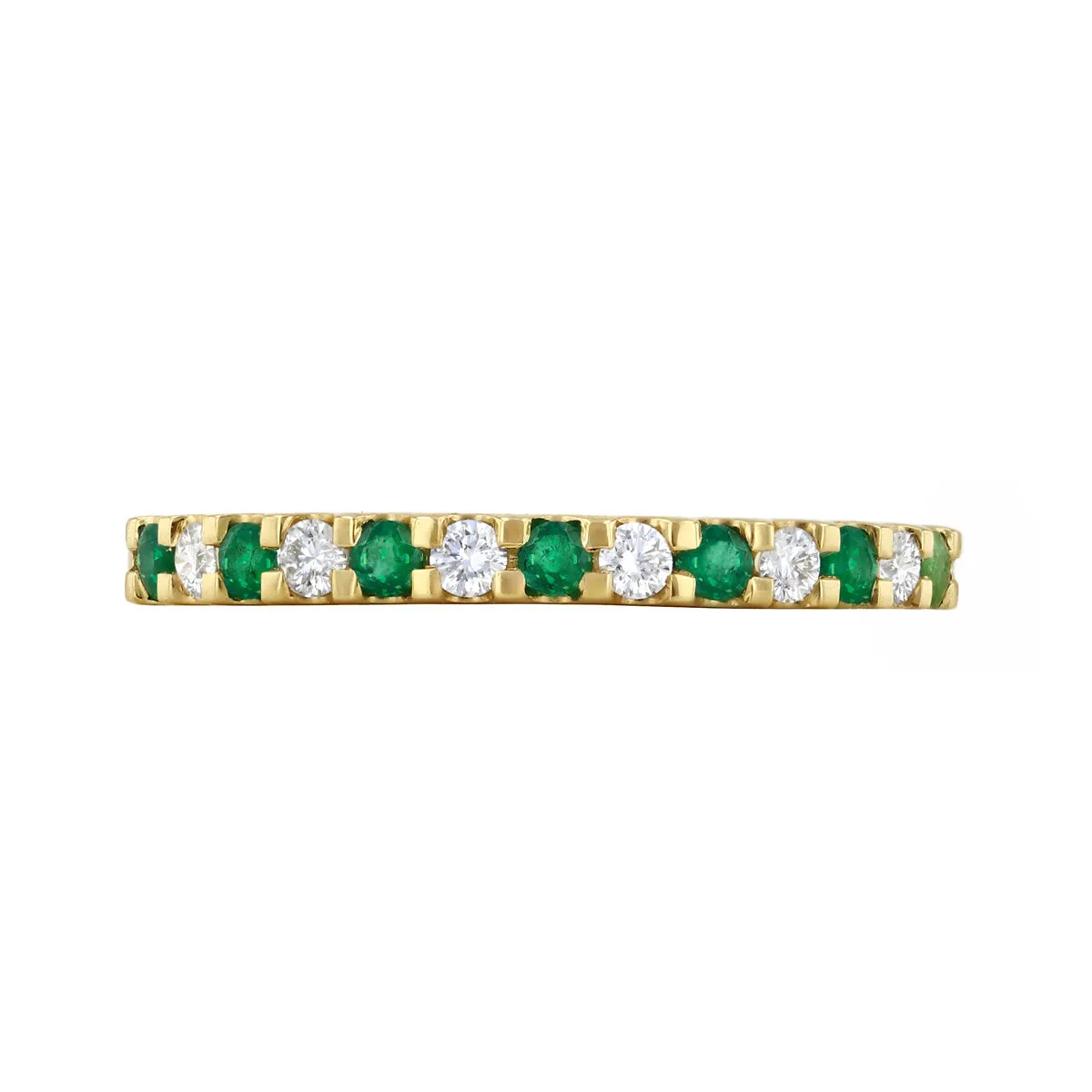 Bijou Collection 0.16ct Emerald and Diamond Half Eternity Ring | 9K Yellow Gold