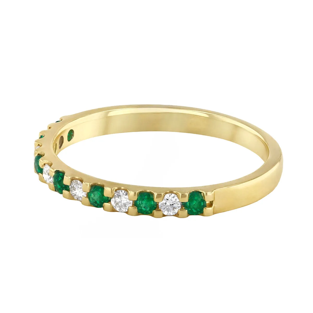 Bijou Collection 0.16ct Emerald and Diamond Half Eternity Ring | 9K Yellow Gold