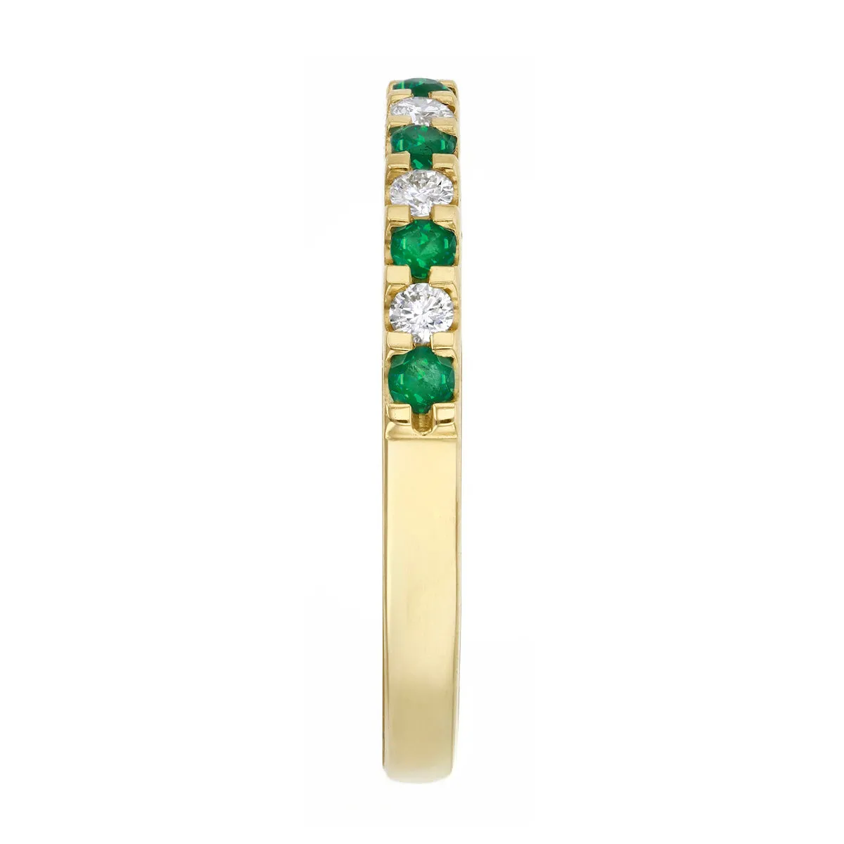 Bijou Collection 0.16ct Emerald and Diamond Half Eternity Ring | 9K Yellow Gold