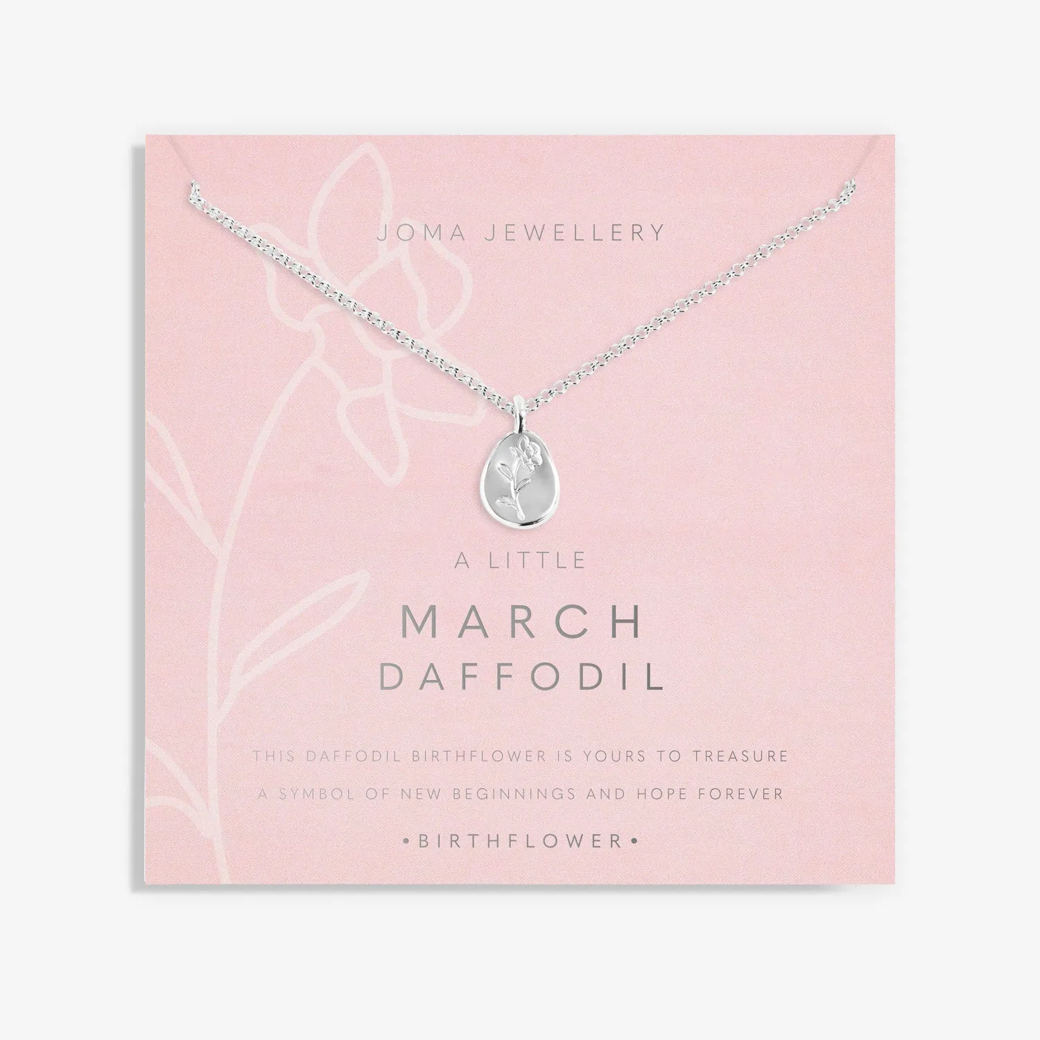 Birth Flower A Little March Daffodil Silver Plated Necklace 7461