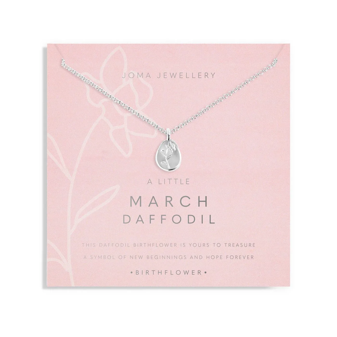 Birth Flower A Little March Daffodil Silver Plated Necklace 7461