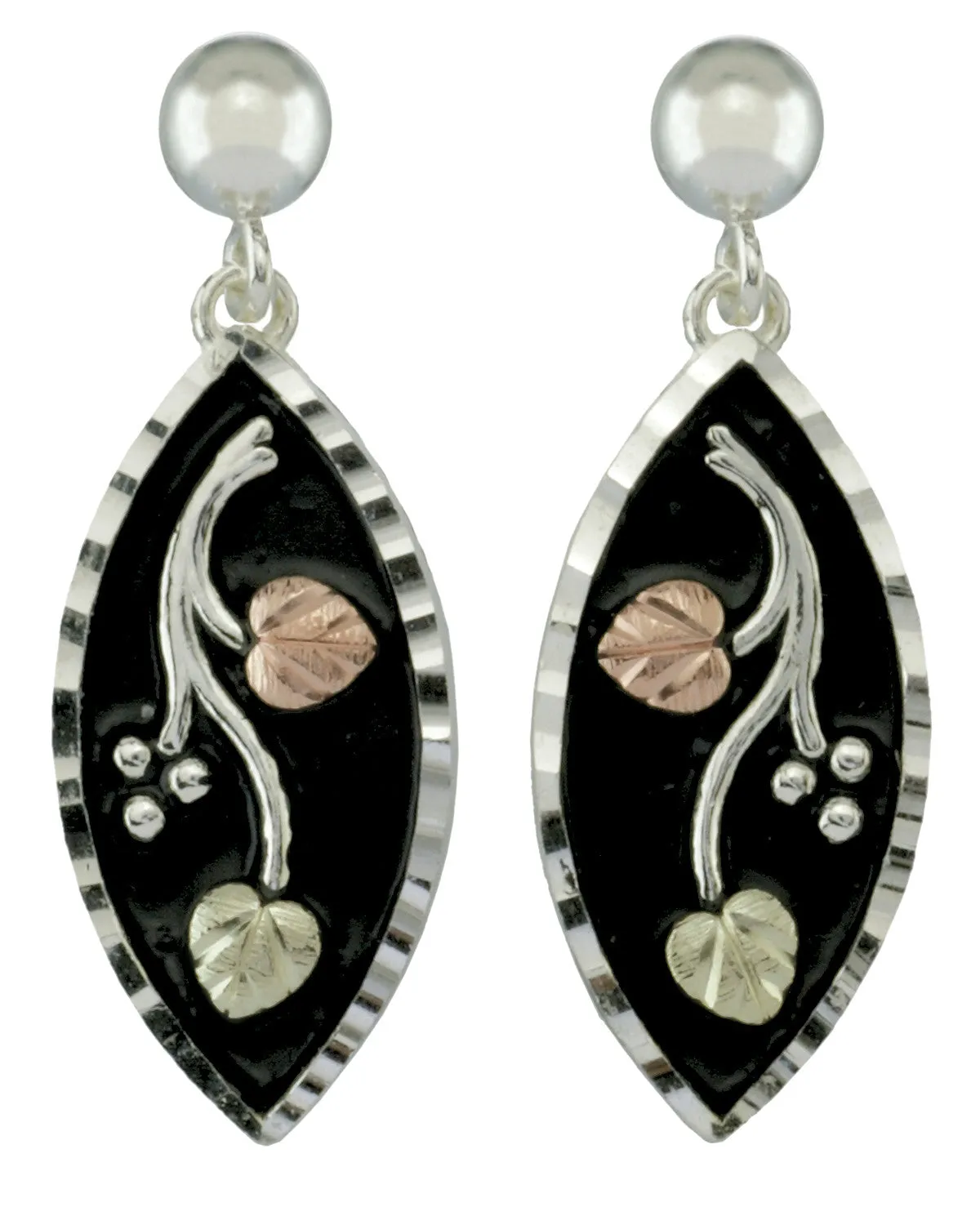 Black Hills Gold Sterling Silver Antiqued Earrings