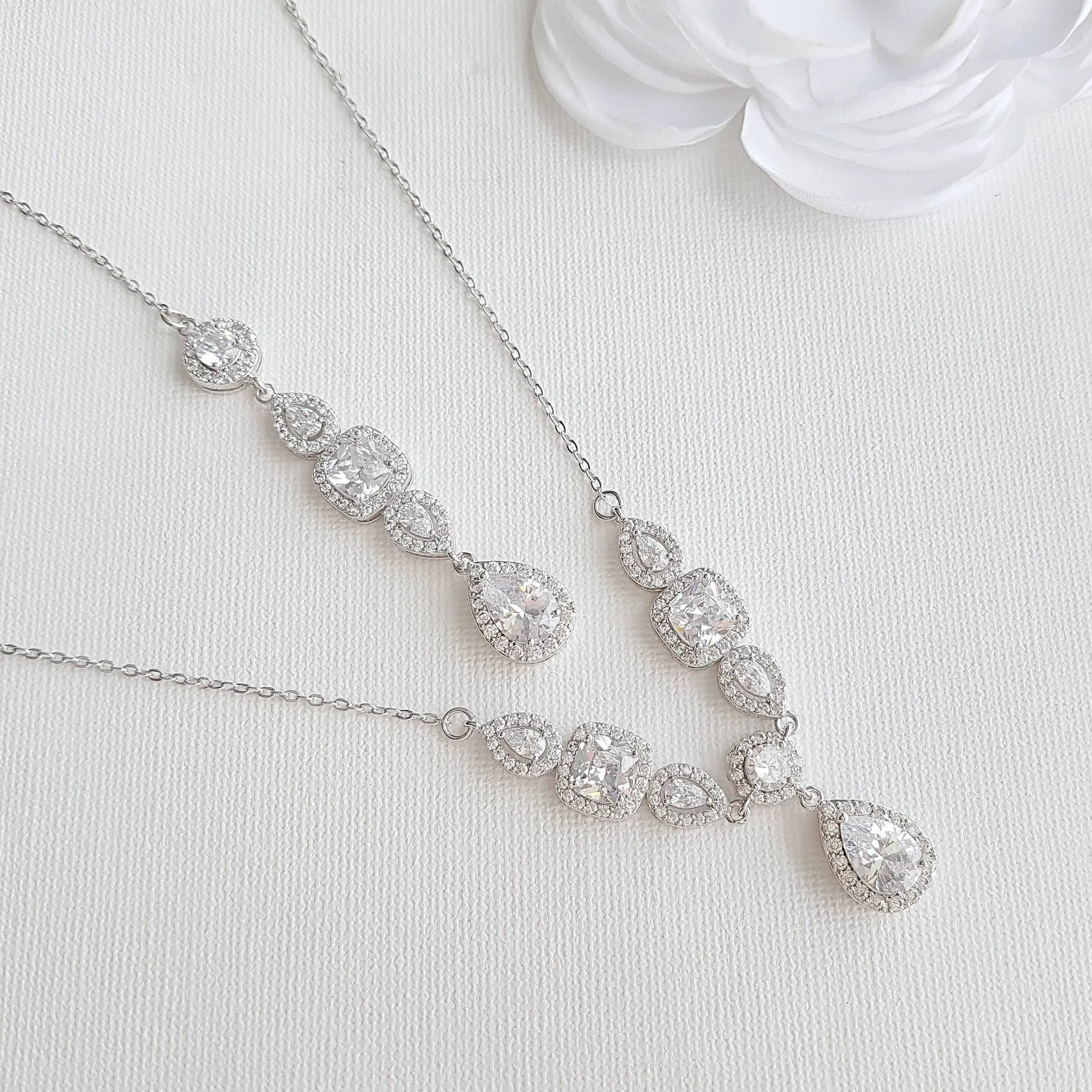 Bridal Drop Back Necklace- Gianna