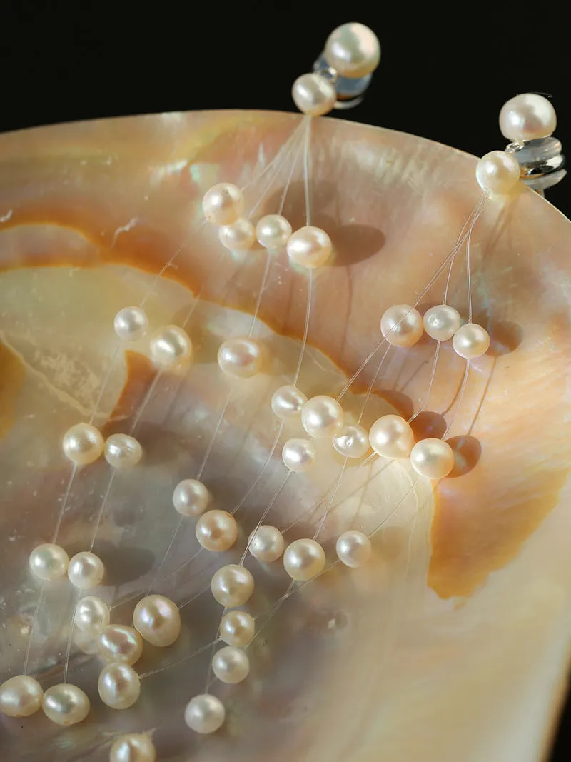 Celestial Dreams Pearl Tassel Earrings