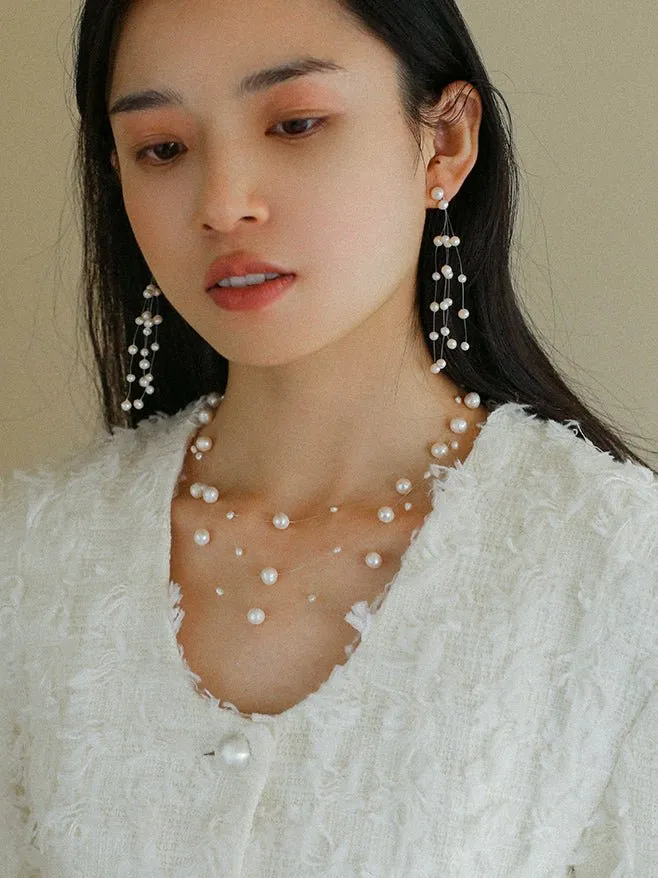 Celestial Dreams Pearl Tassel Earrings