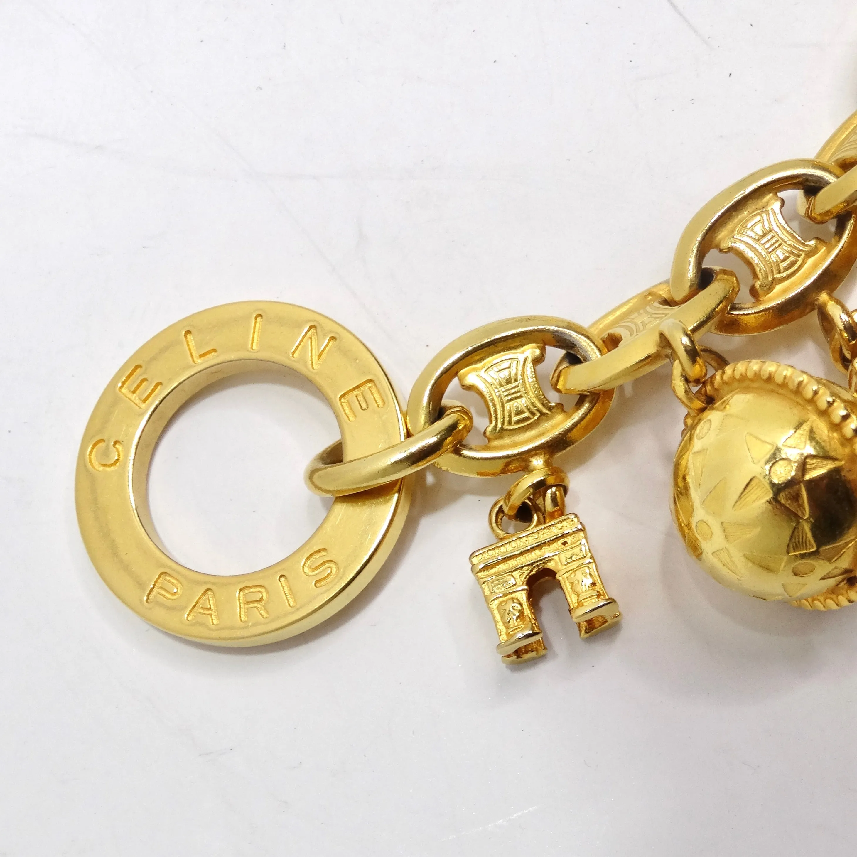 Celine 1990s Planet Arc De Triomphe Charm Bracelet