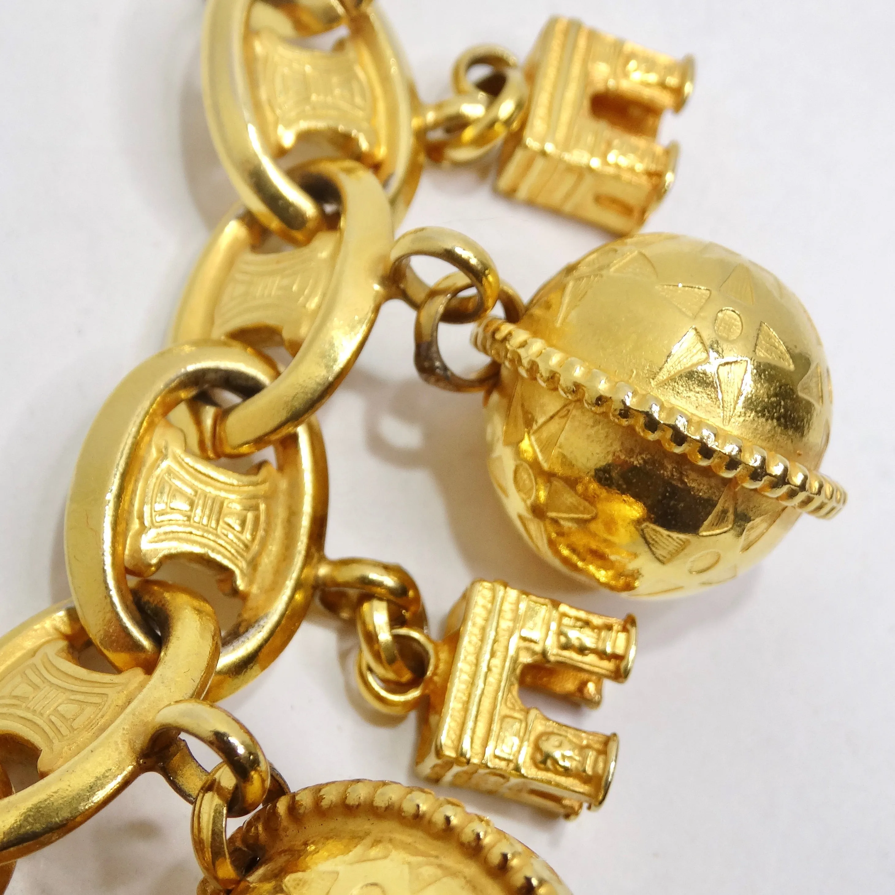 Celine 1990s Planet Arc De Triomphe Charm Bracelet