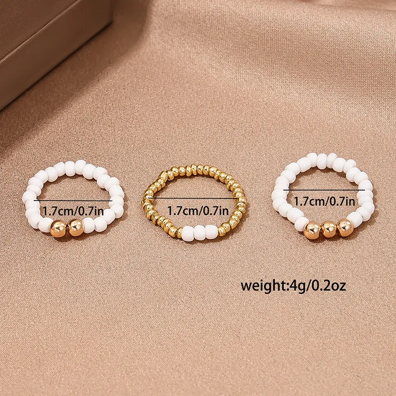 Chic Summer Trio: Beaded Women's Ring Set