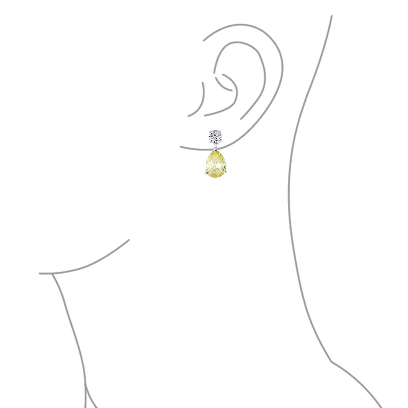 Classic Bridal CZ Dangle Chandelier Earrings 14K Gold Plated Sterling Silver