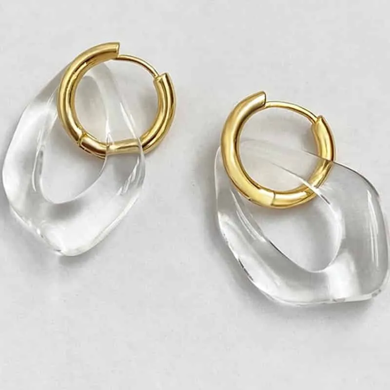 Clear Acrylic Irregular Hoop Dangle Earring