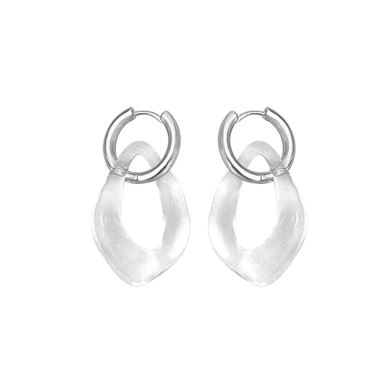 Clear Acrylic Irregular Hoop Dangle Earring