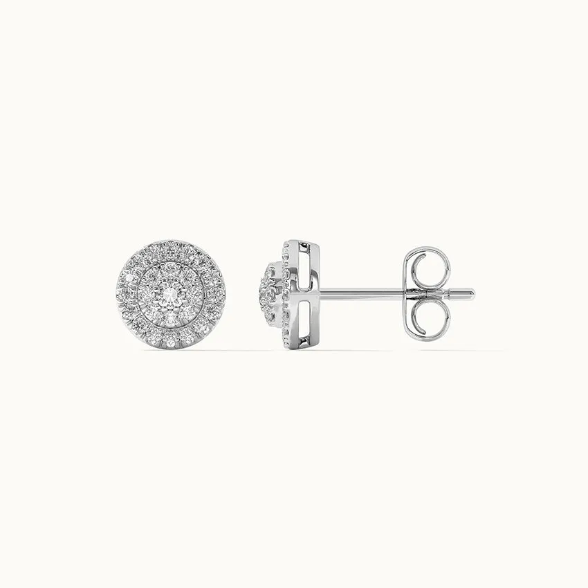 Cluster Halo Diamond Earrings