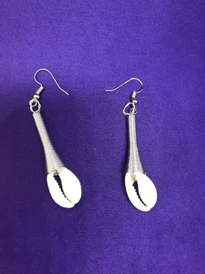 Cowrie Seashell Earrings Made with Silver Wire