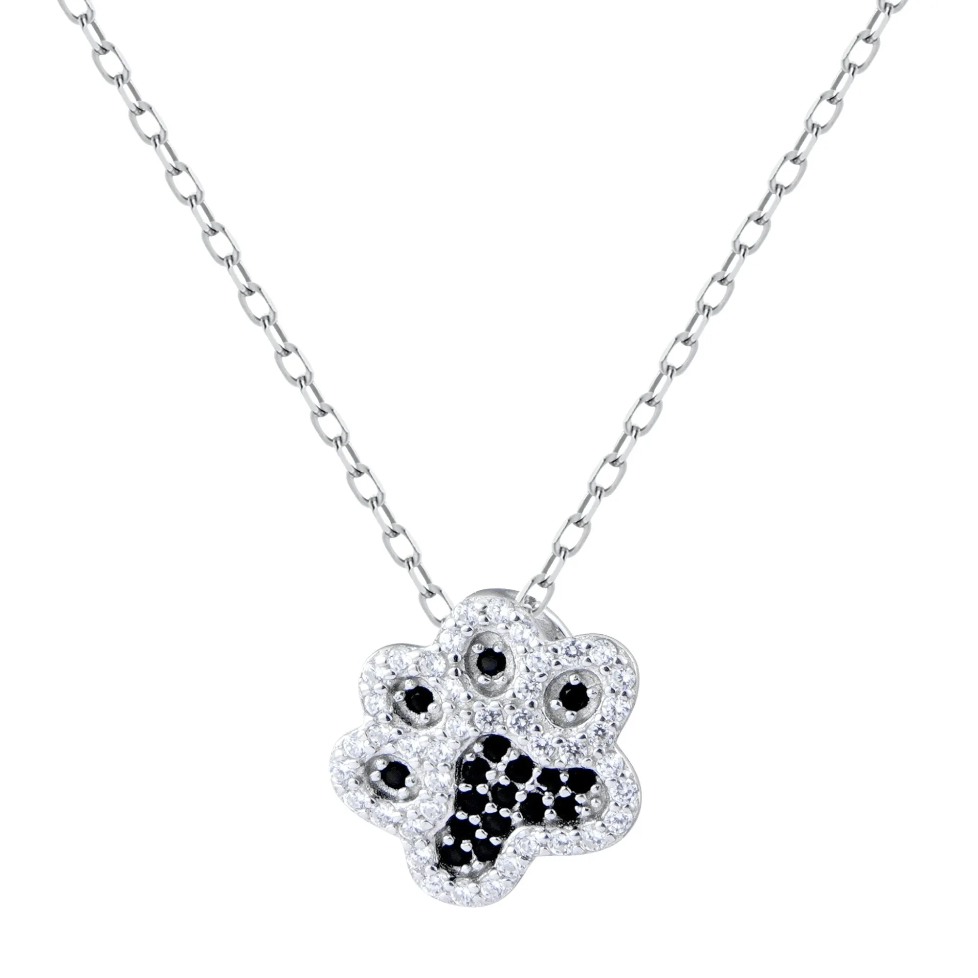 Crystal Pave Puppy Paw Dog Love Necklace