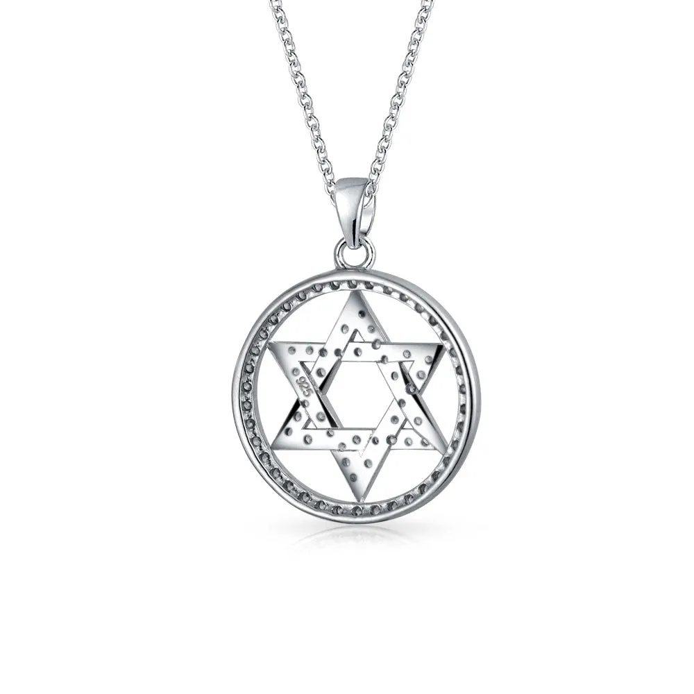 Cubic Zirconia Star of David Pendant Necklace in Sterling Silver for Bat Mitzvah