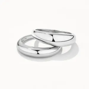 Curve Dome Ring Set in Silver