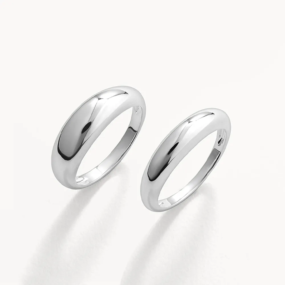 Curve Dome Ring Set in Silver