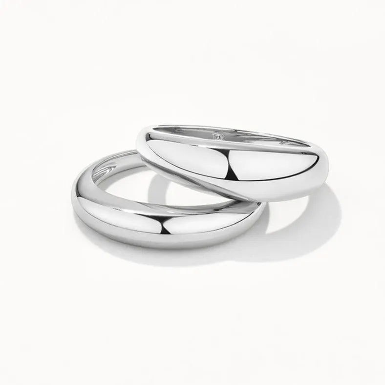 Curve Dome Ring Set in Silver