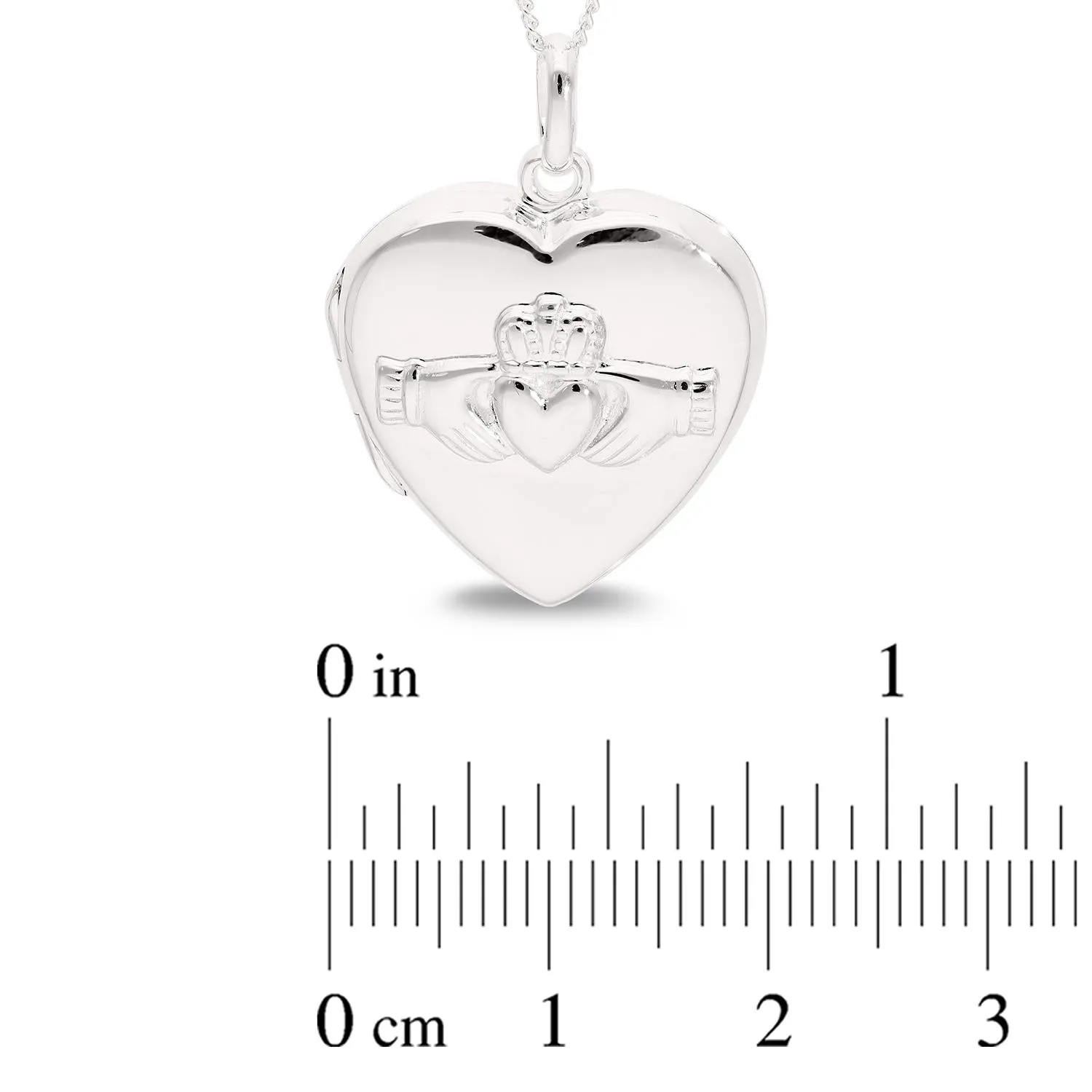 Custom Silver Claddagh Heart Locket Pendant Necklace