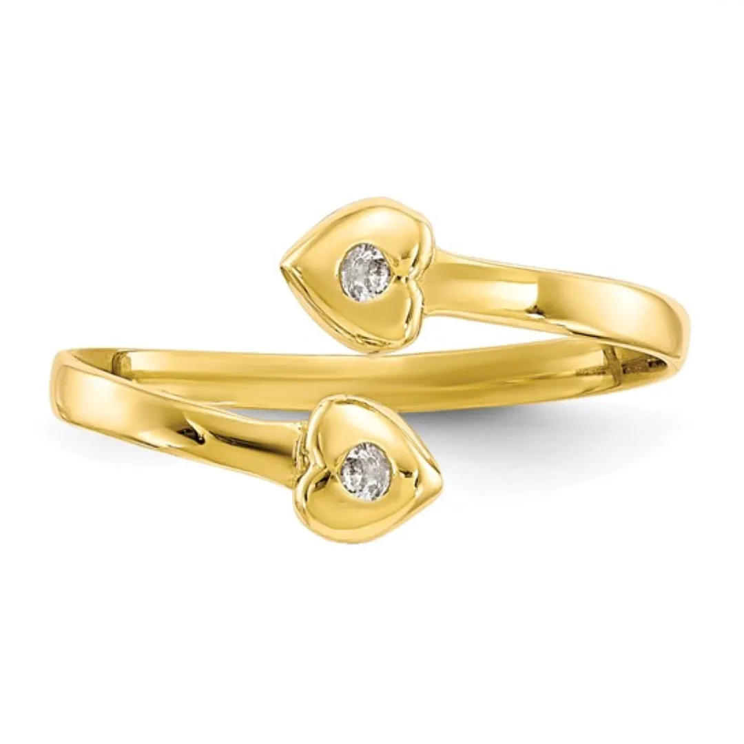 CZ 10k Yellow Gold Toe Rings