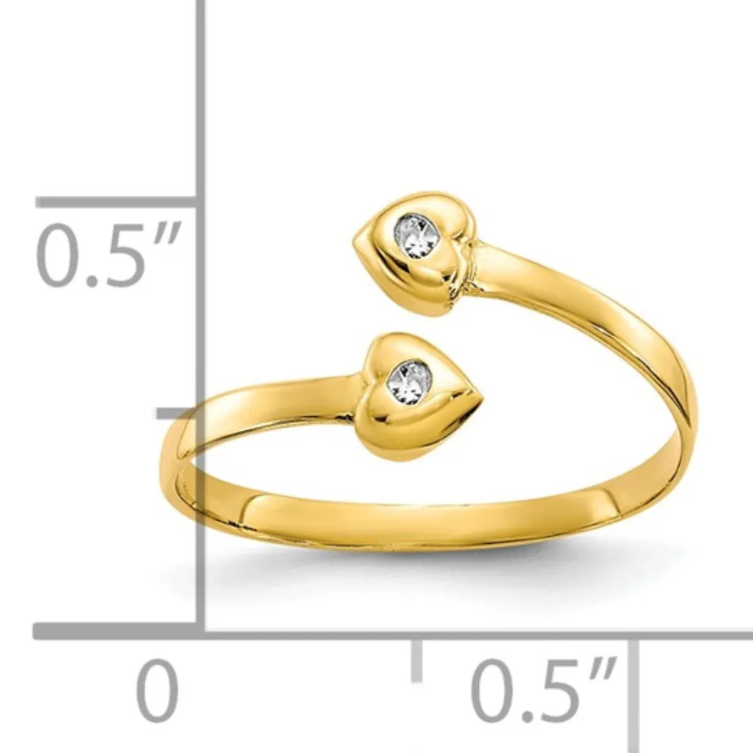 CZ 10k Yellow Gold Toe Rings