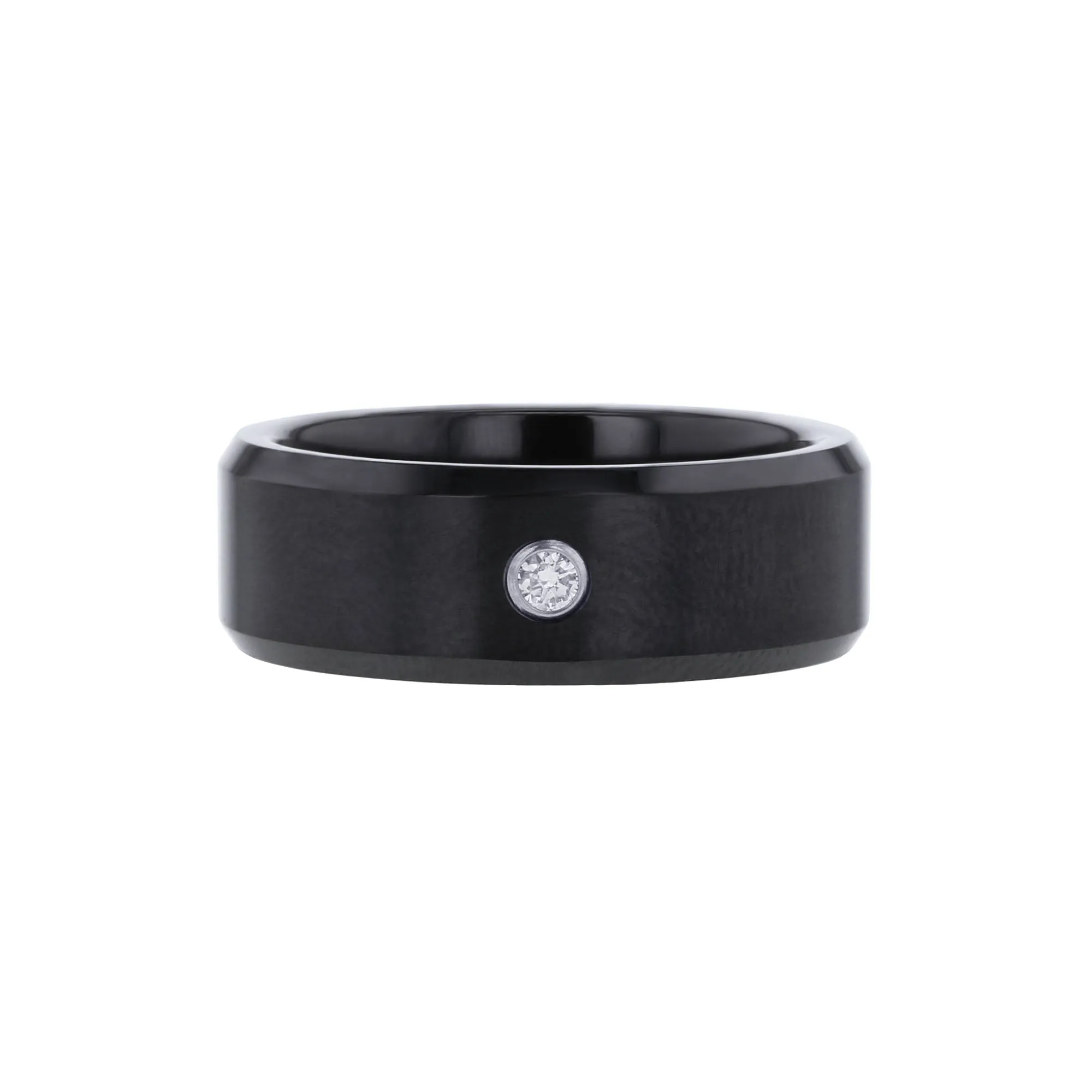 Dario Diamond and Black Ceramic Wedding Ring