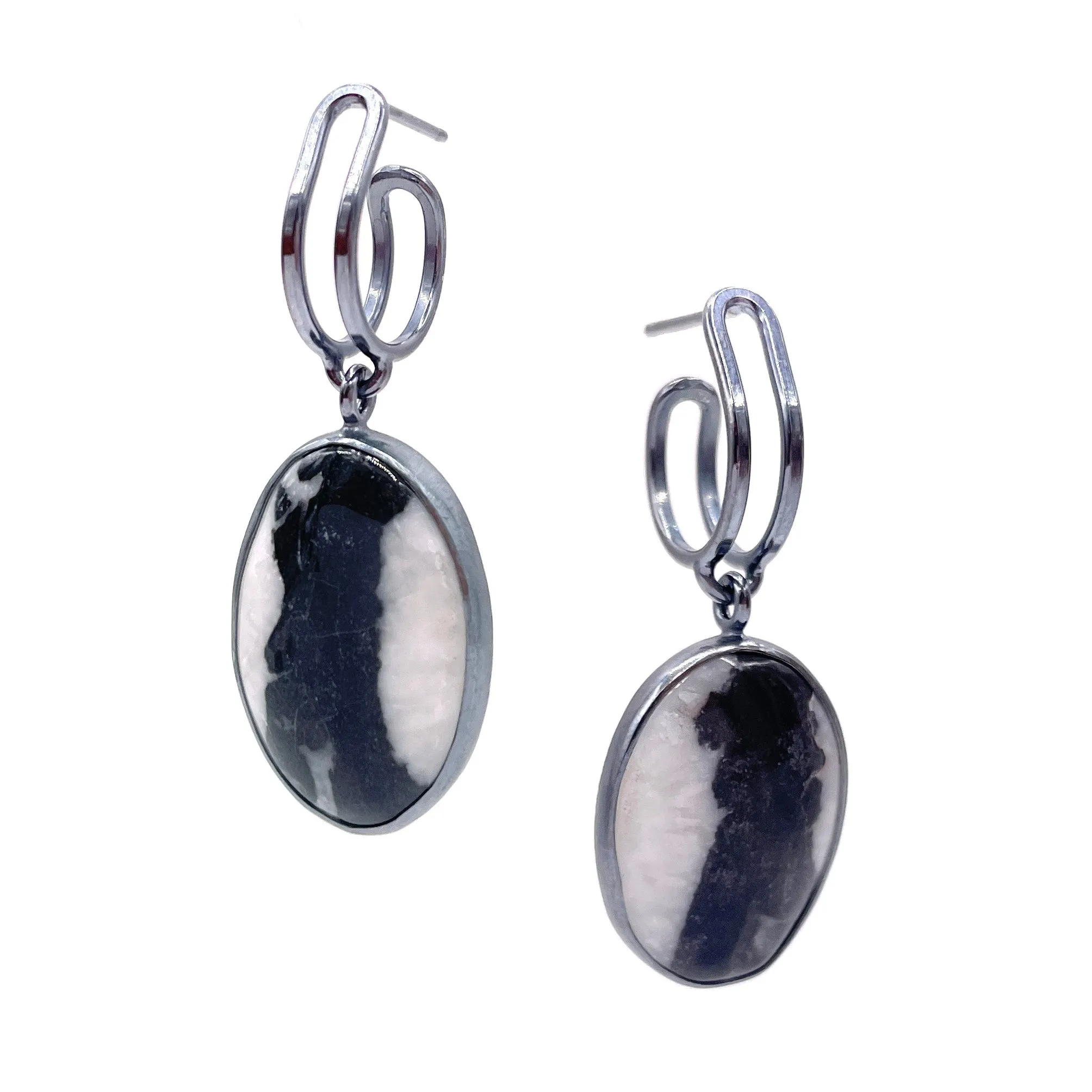 Dendritic Agate Hoops