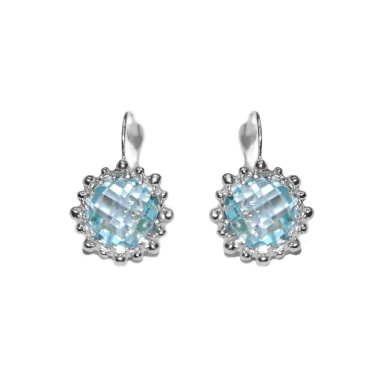 Dew Drop Snowflake Earrings - Blue Topaz & Silver