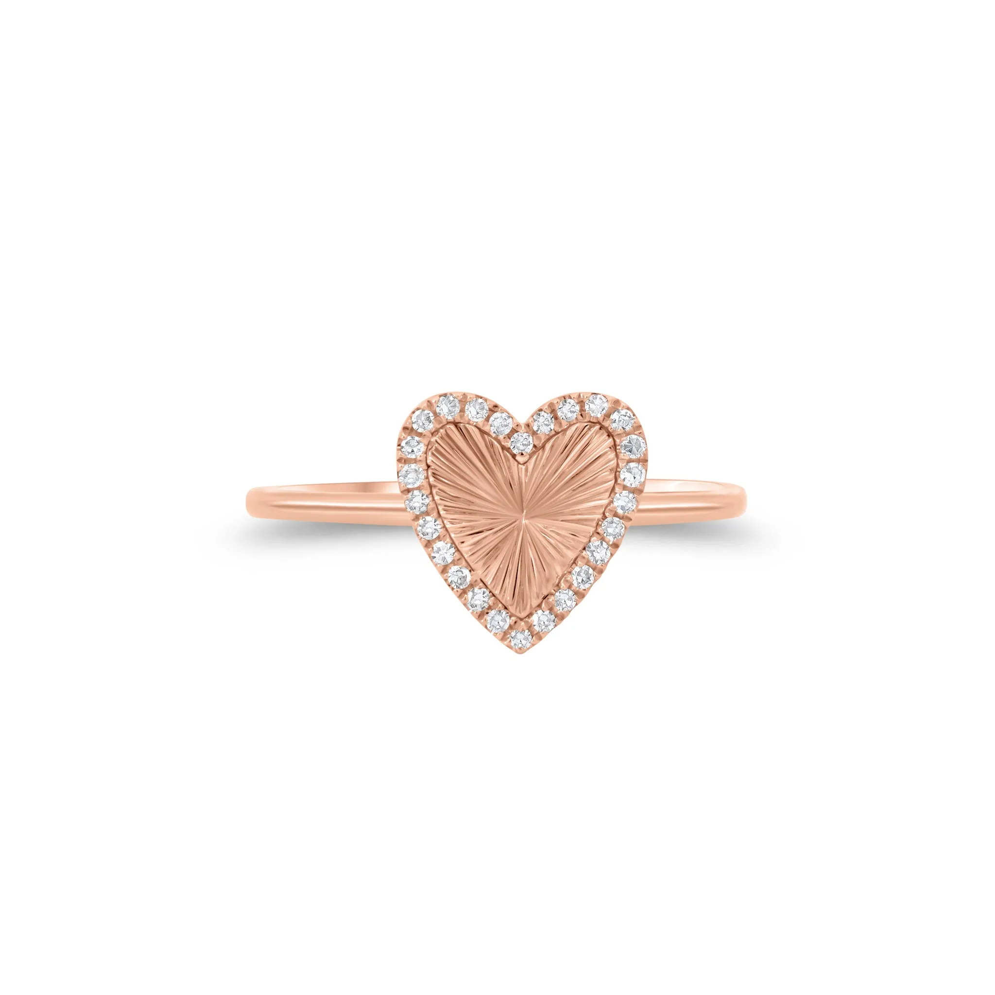 Diamond & Ridged Gold Heart Ring