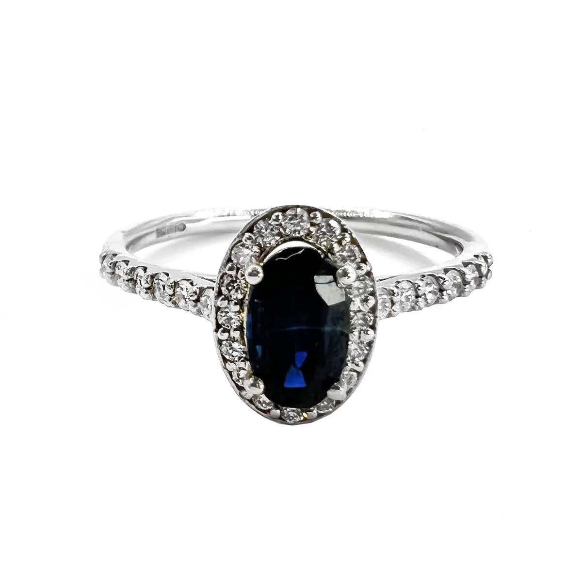 Diamond & Sapphire Cluster Ring | Pre-Loved | 9K White Gold