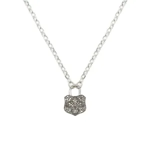 Diamond & Silver Chunky Lock Necklace